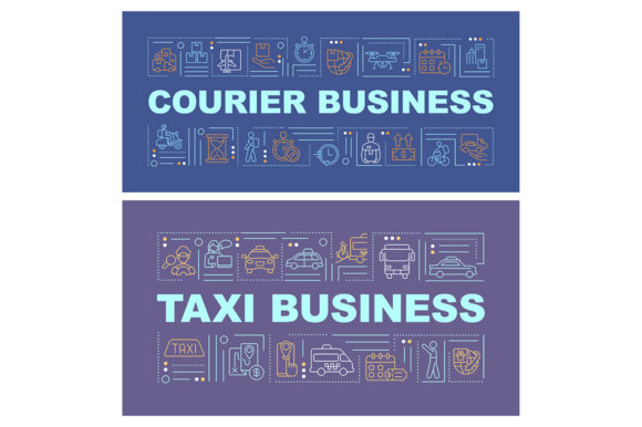 Courier Business Linear Icons for Banners