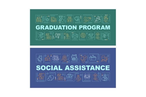 Enhance Your Design with Social Assistance Word Concepts Banners