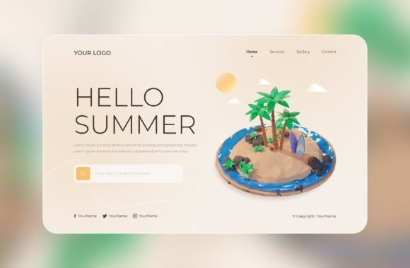 Enhance Your Designs with Template Summer 3D Illustration