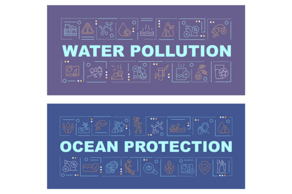 Polluted Water Word Concepts Banner Set: A Comprehensive Visual Solution for Environmental Awareness